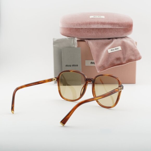 Miu Miu MUB01S 26E10R Sunglasses Havana Square Frame, Yellow Lenses main image 6